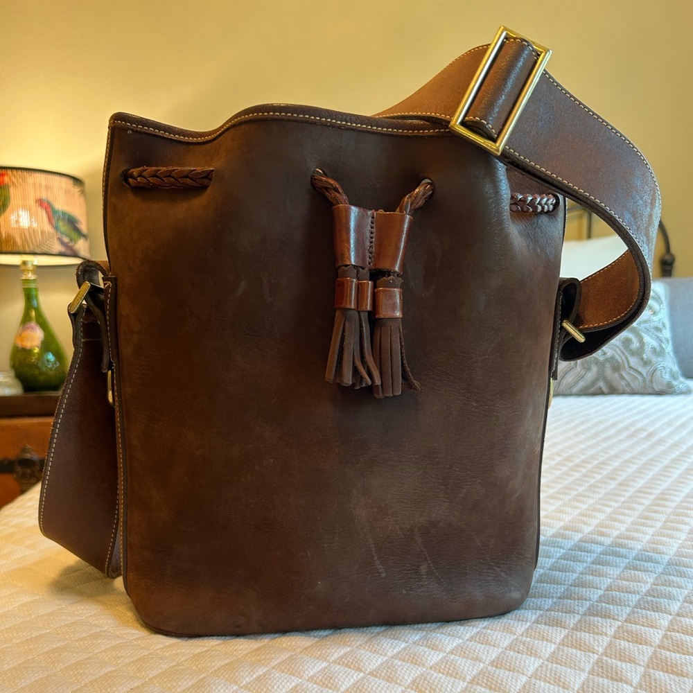 Vintage Dooney & Bourke Nubuck Bucket Bag in Dark Brown